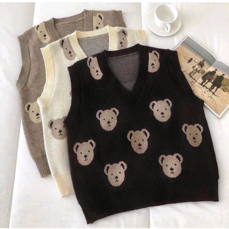 BEAR KNIT VEST / VEST RAJUT BERUANG