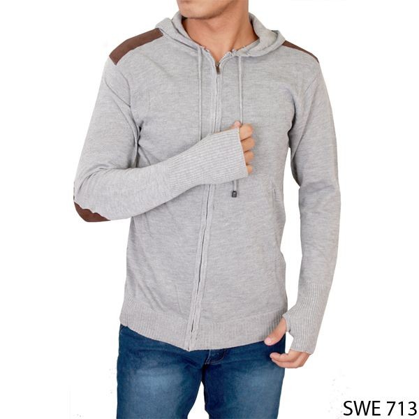 Sweater Pria Cardigan Rajut Abu – SWE 713