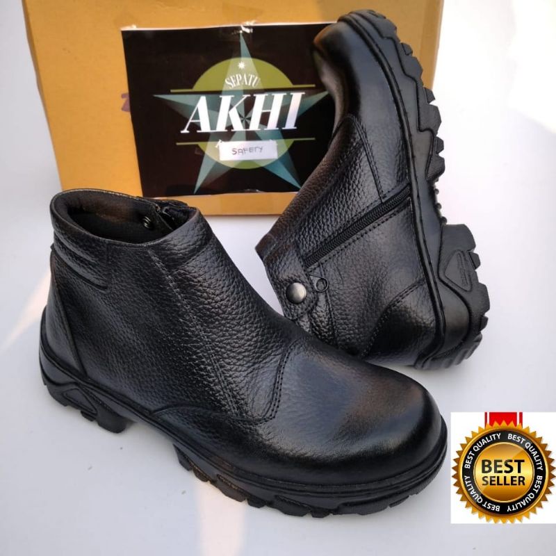 Safety Boots Kings Sepatu Safety Boots Kings Akhi Resleting Ujung Besi Jaminan Kulit Kings Akhi Resl