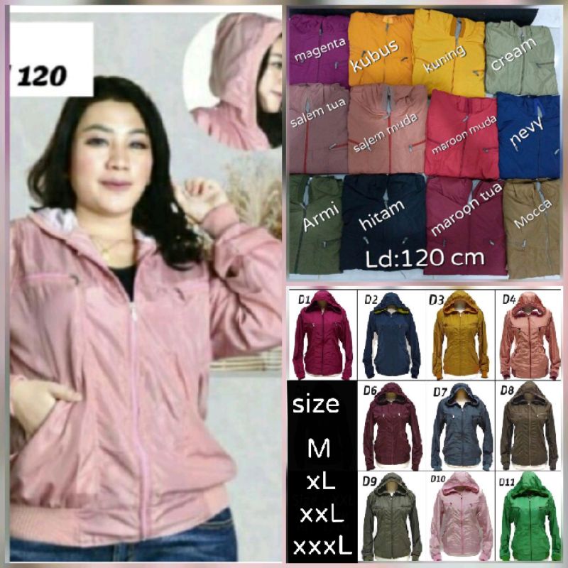 promo Jaket Jumbo size M: Ld 90/xL: ld100/4L:114/5L:120 cm