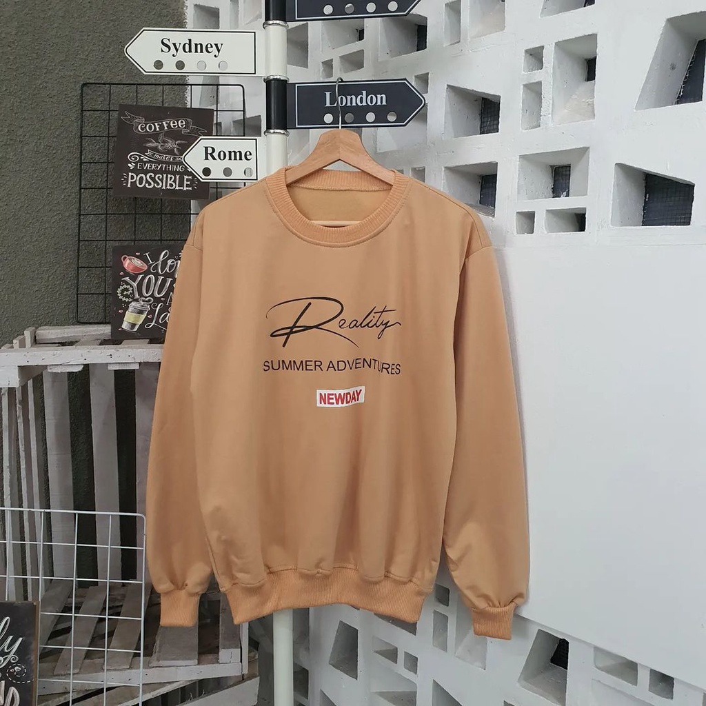 Sweater Crewneck REALITY bisa untuk Couple pria/wanita