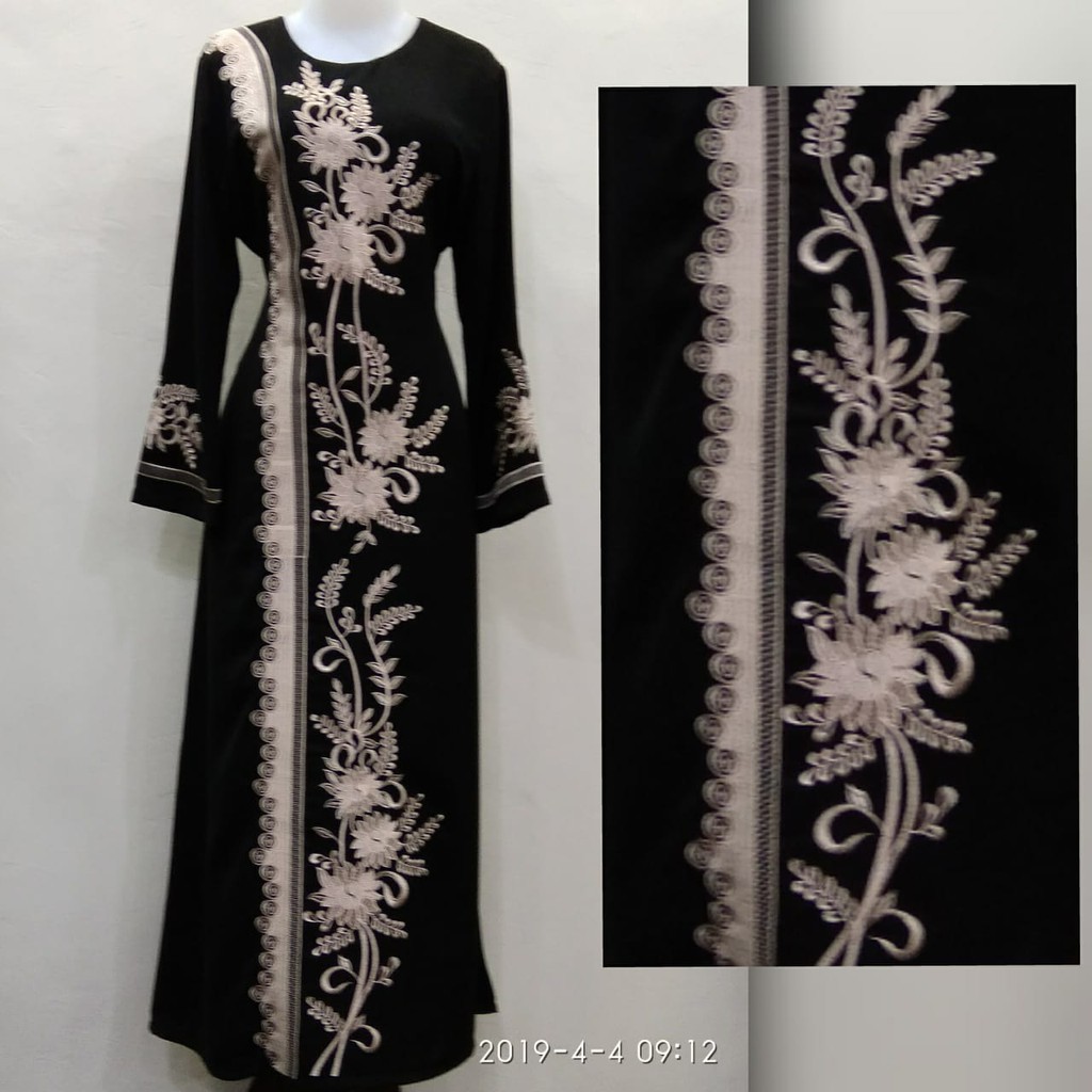ABAYA GAMIS BORDIR JETBLACK BUKITTINGGI PREMIUM