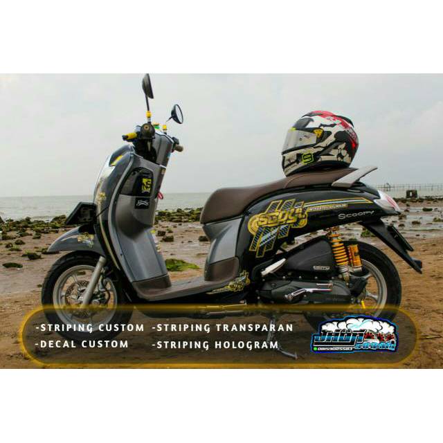 Striping Scoopy new konsep karbon gold