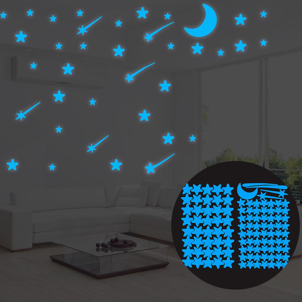 108pcs Luminous Stars Glow In The Dark Ceiling Wall Stickers Kids Bedroom Decor