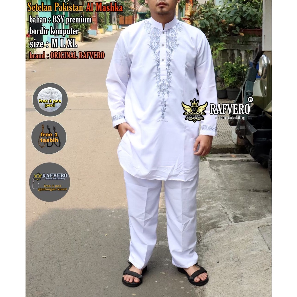 FD-stelan pakistan ALmashka/ stelan baju kokoh kurta pakistan muslim pria dewasa/ stelan baju muslim