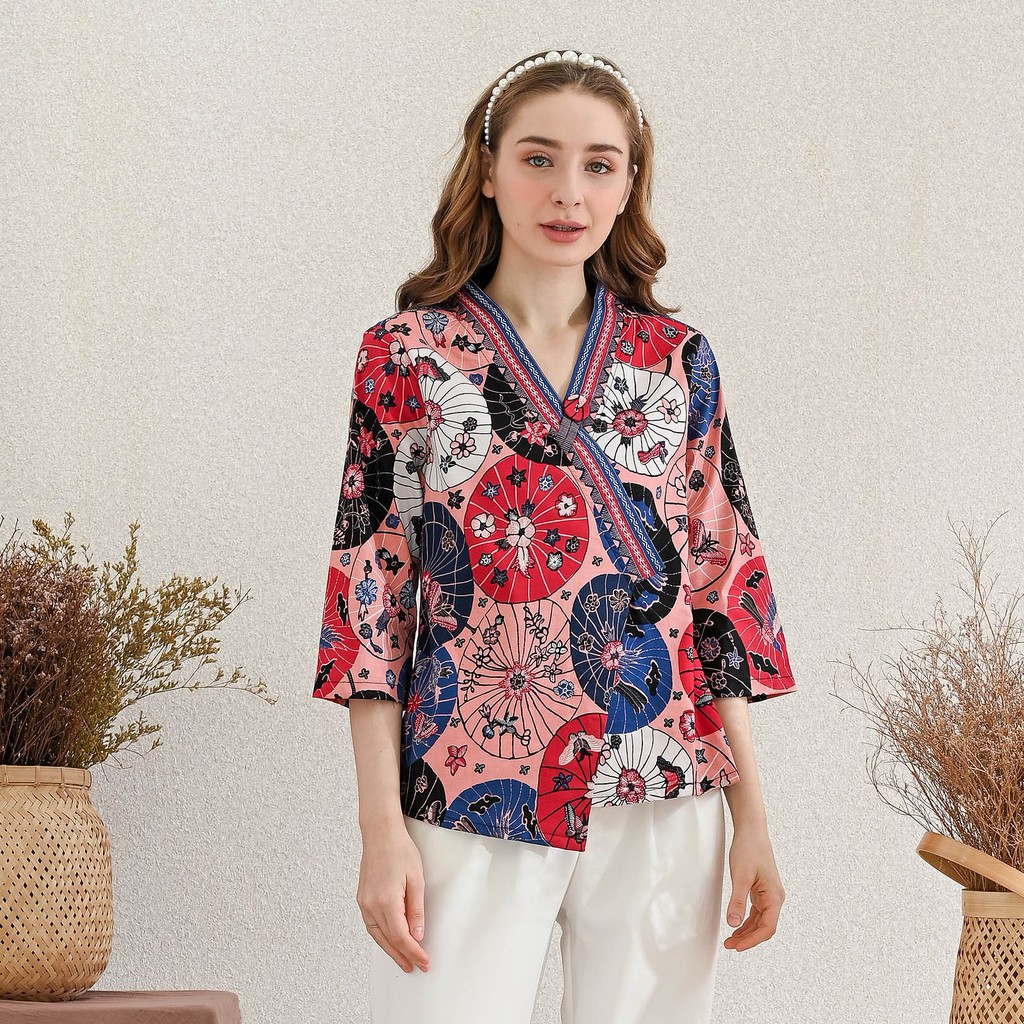 Kawai Long Kyoto Top Atasan  Batik Wanita  Lengan  