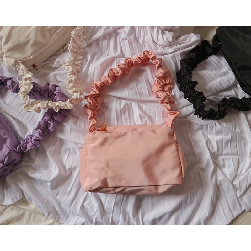 Lulu Bag - Lilac Shoulder / Baguette bag - tas kerut wanita korea impor  murah titerpated trendy 2020