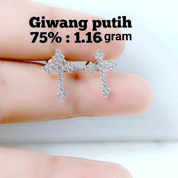 Anting Emas Putih Kadar 75 Persen 1 16 Gram Indonesia