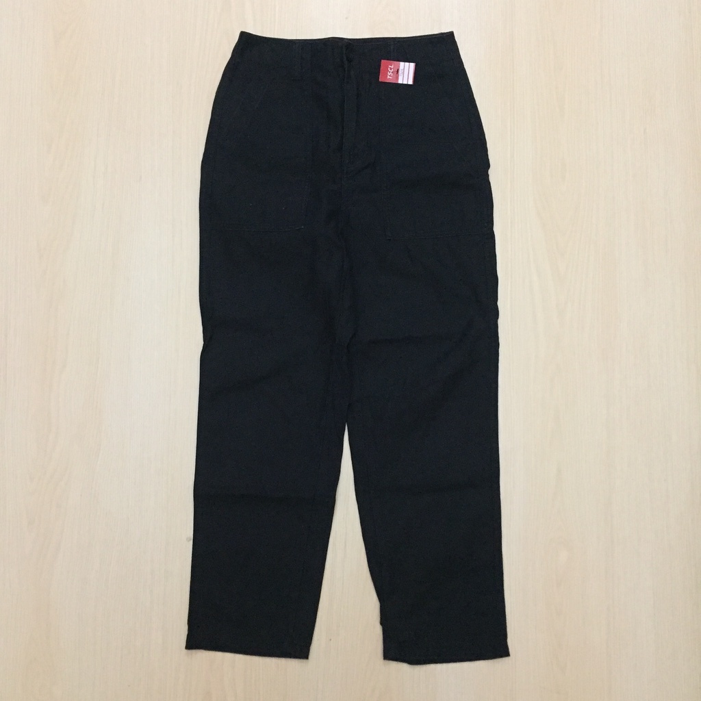(LP024) GU celana panjang fatigue warna biru dongker navy size Small 27 28 pakaian unisex cowok cewe