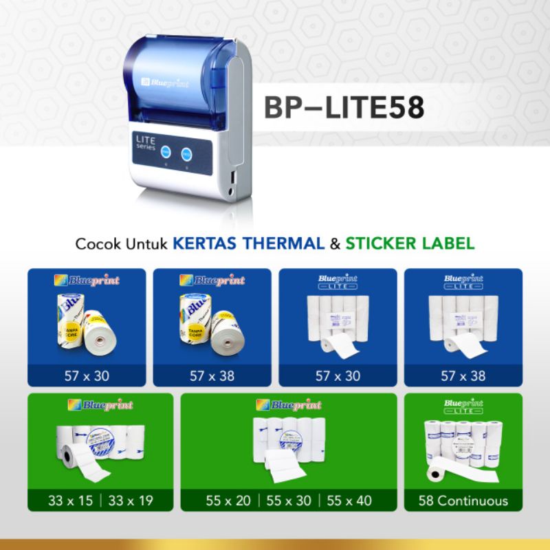 BP-LITE58 Portable Printer Thermal Label BLUEPRINT USB Bluetooth LITE 58 - Printer Portable