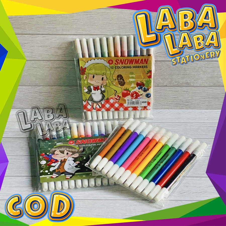 

LabalabaStationery Spidol Kecil 12 Warna PW-12A SNOWMAN Coloring Markers (12 PCS)