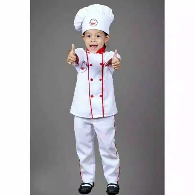 Seragam Profesi Anak Koki Cilik Baju Kostum Chef Setelan