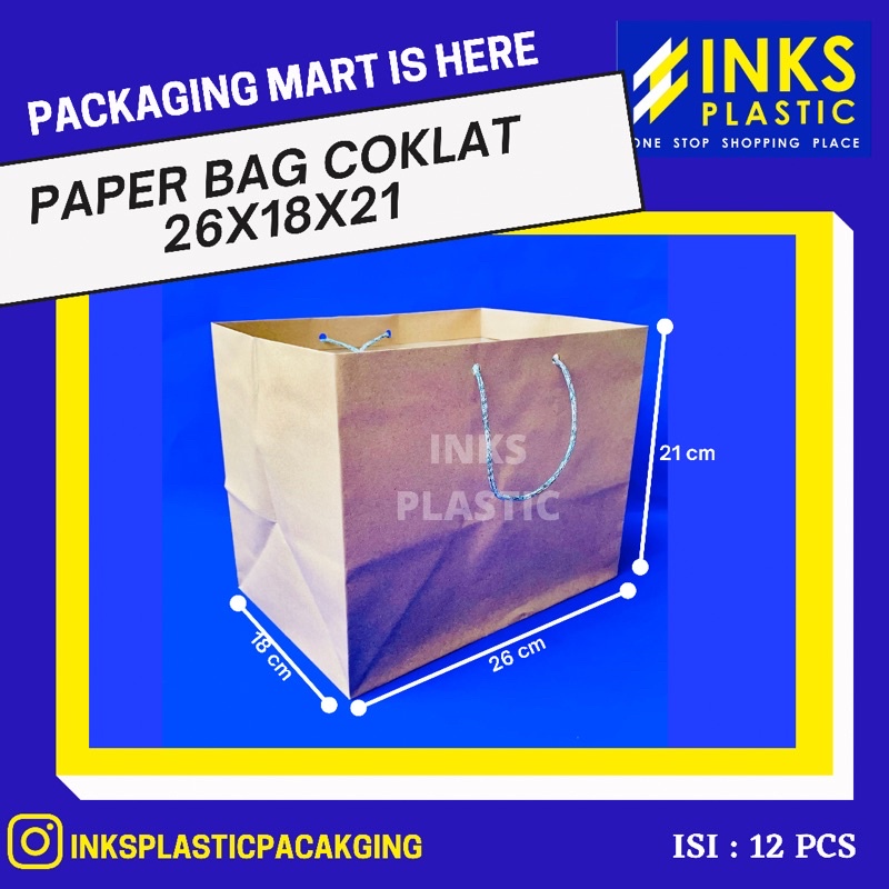 

PAPER BAG COKLAT 26x18x21 (12 PCS)