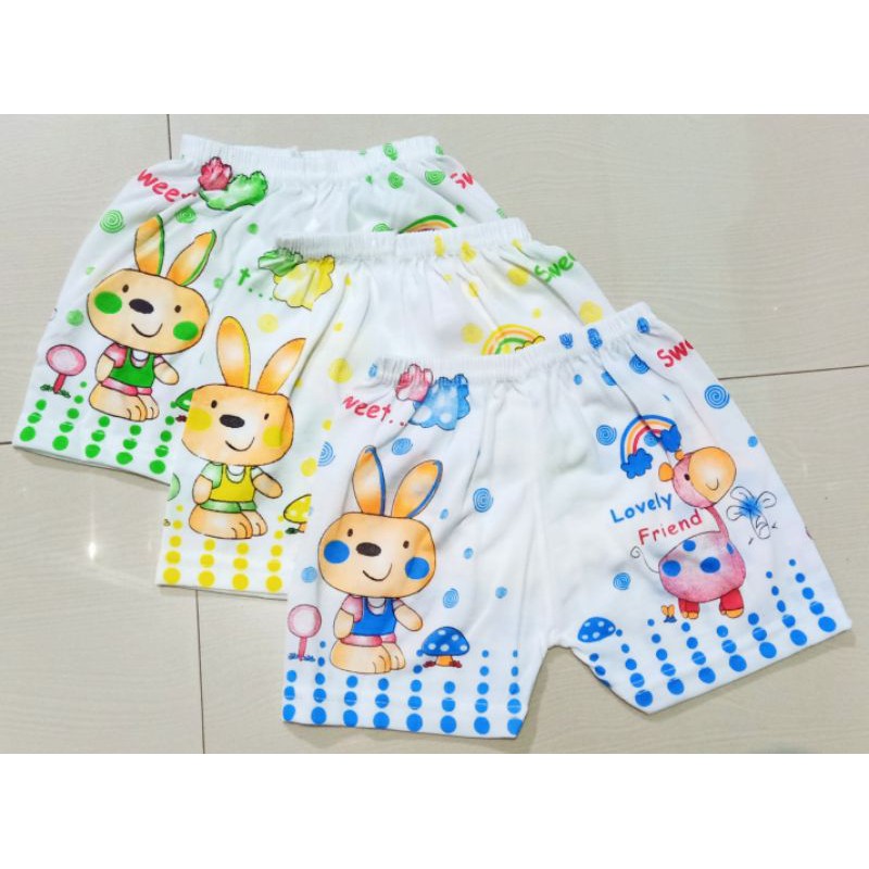 Celana Pendek Bayi Lusinan Bahan Katun Motif Sablon UNISEX Ukuran 0 bulan - 1 tahun Celana Bayi Lusinan Murah Harga Grosir