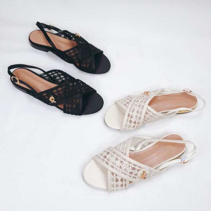 PDR Flat Mesh Slingback Cross Strap Sandal