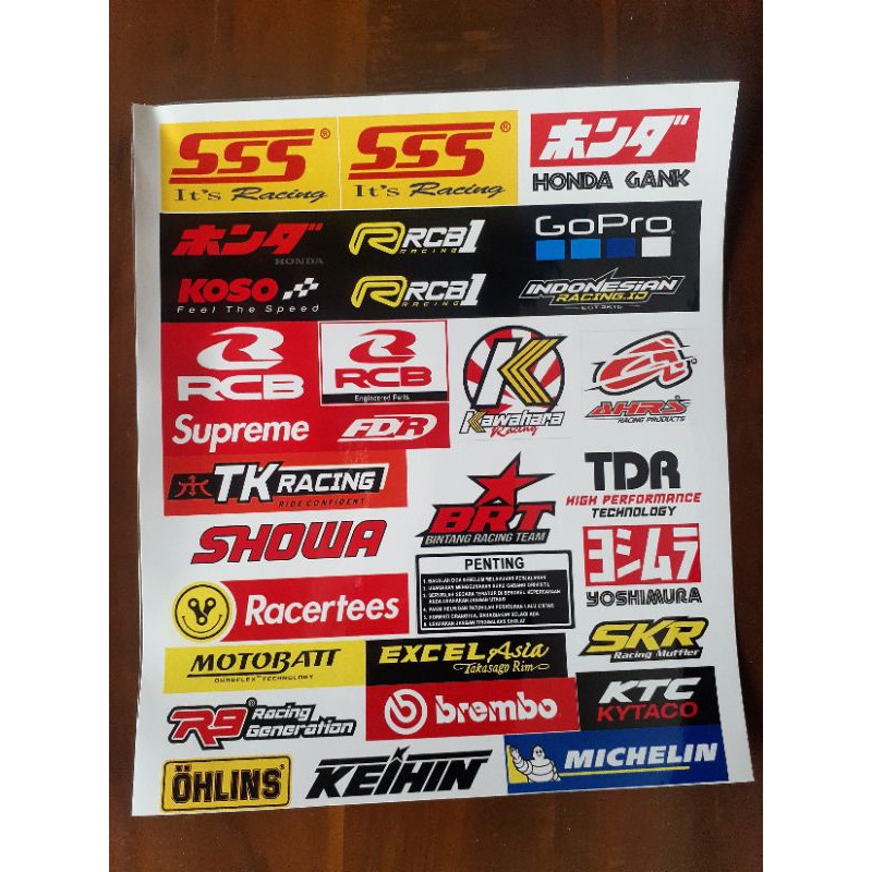 STICKER PACK HONDA GANK STICKER RACING STICKER RCB STICKER SSS VARIASI RACERTEES STIKER HELM BRT