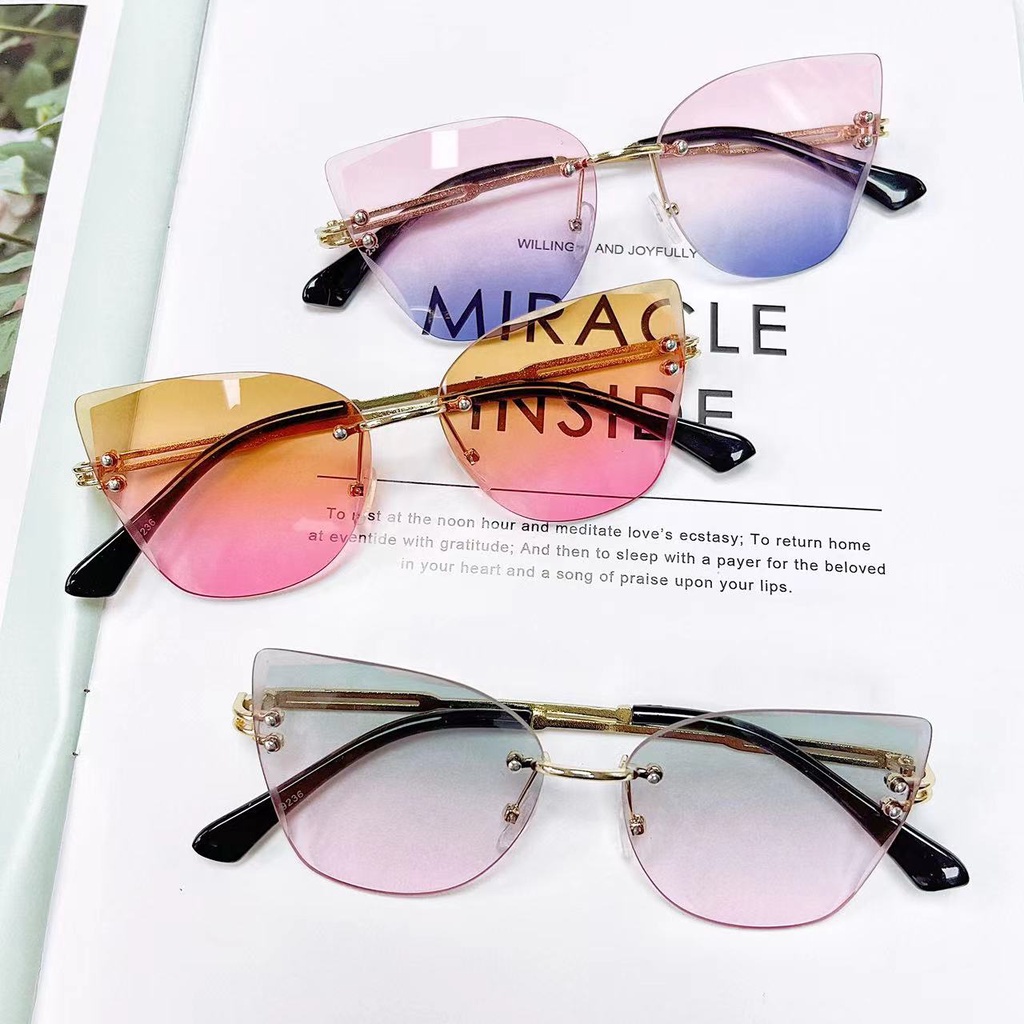 Rowling(ka-211)Kacamata  Hitam Terbaru Wanita No Frame Titanium cat eye Style Kacamata Fashion Murah/Kacamata Sunglasses Import Wanita Kacamata Fashion