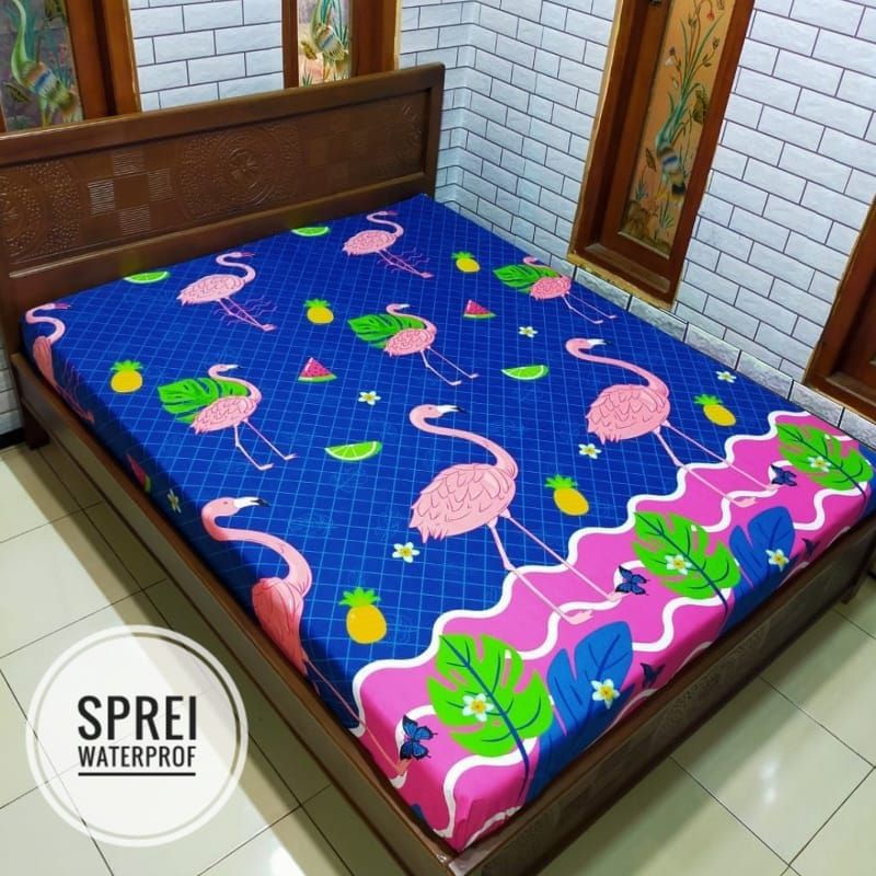 SPREI WATERPROOF ANTI OMPOL-FLAMINGO BLUE