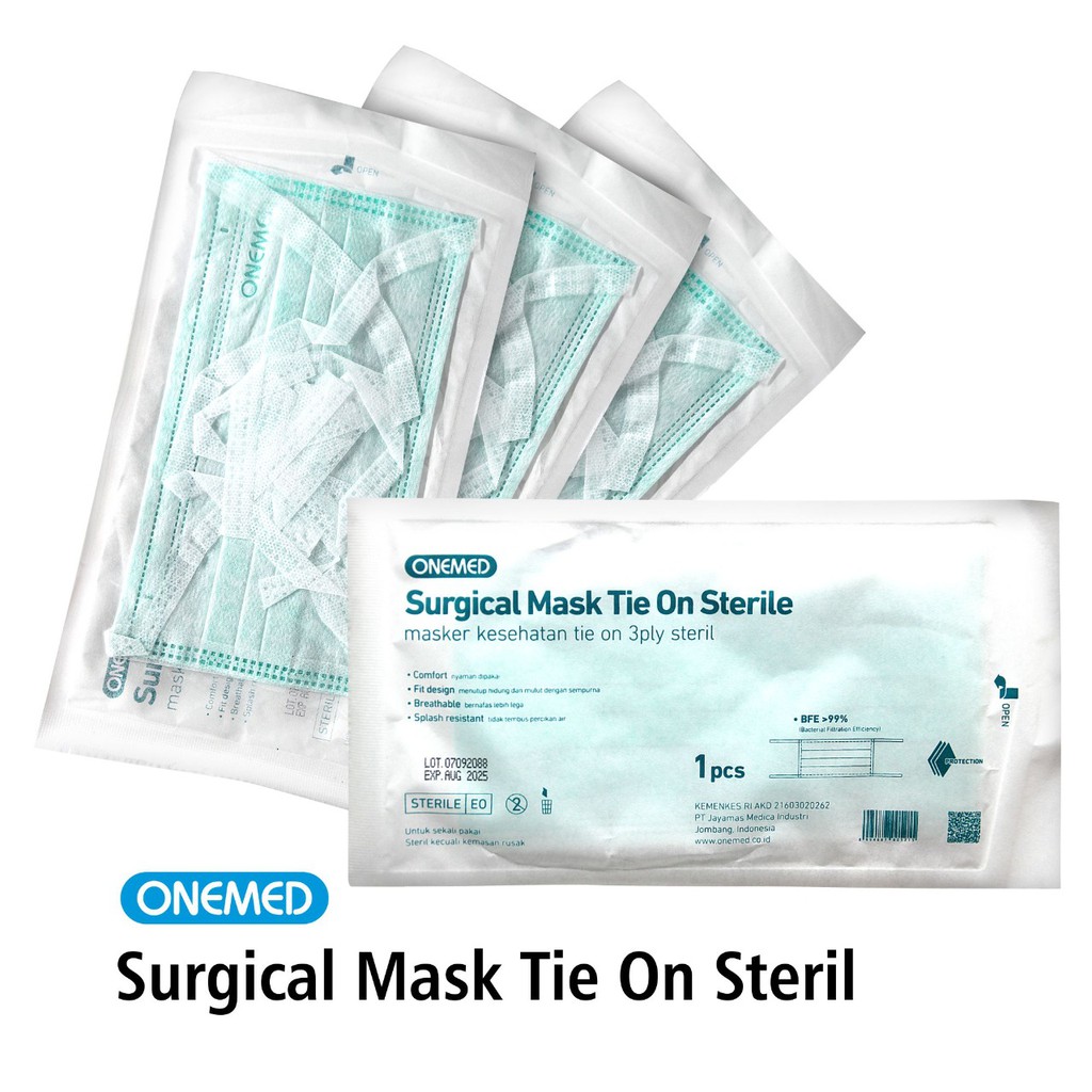 Onemed Masker Bedah Tali Steril Pack Isi 10 Pcs