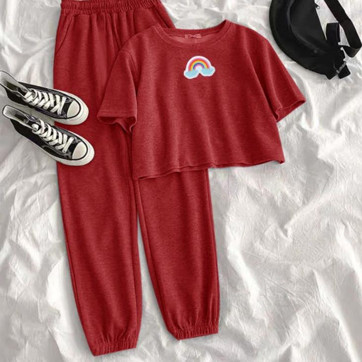 Terjangkau - setelan baju anak remaja tanggung umur 9-15thn |Set crop Caca Lilac | One set Korean st