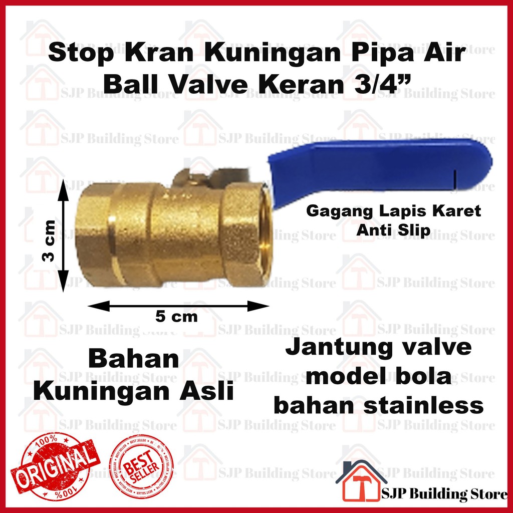 PROMO!!! Stop Kran Kuningan 3/4&quot; l Ball Valve Keran 3/4 Inci Inch