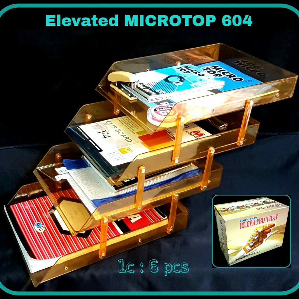 

Microtop elevated tray 4 susun 4 deck dokumen / letter tray 604