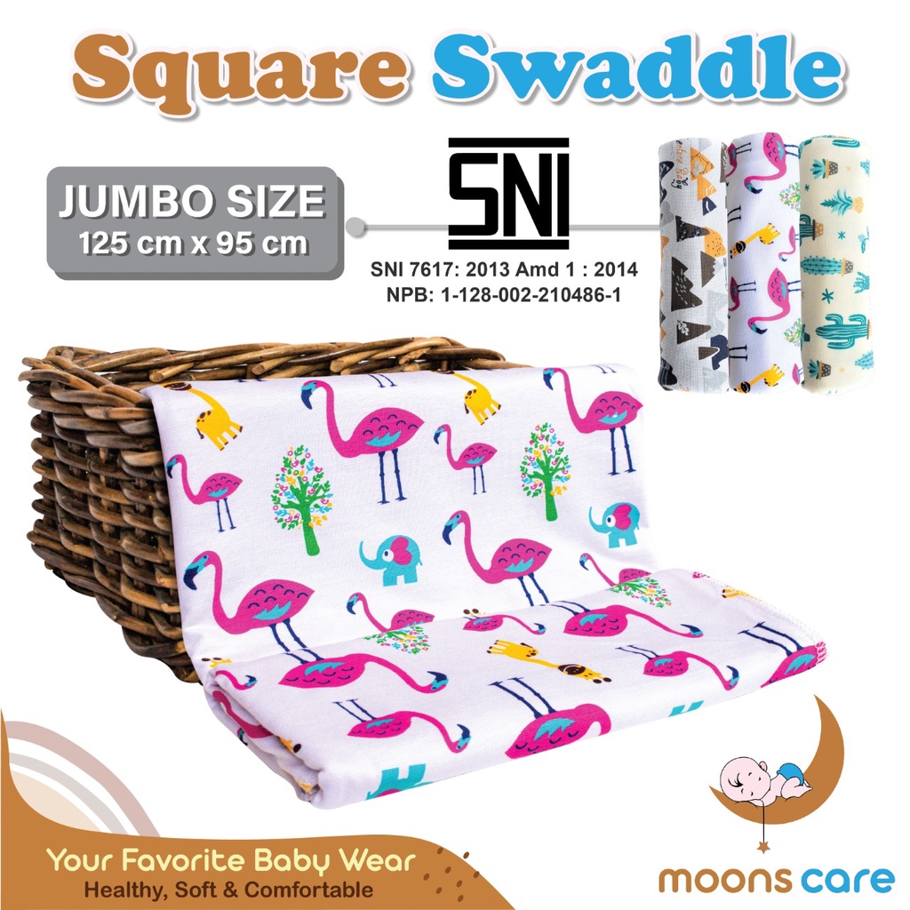 SNI DITA moonscare Bedong Segi Empat Jumbo Size 125X95 Cm Bedong jumbo Square