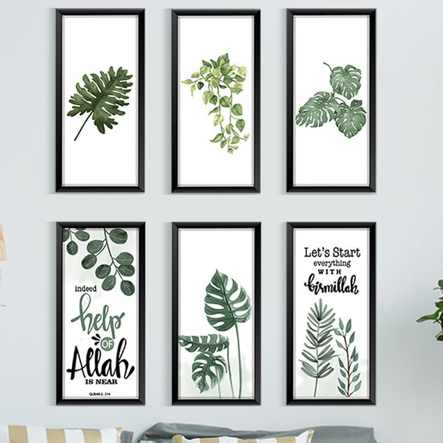 DAPAT 3 Hiasan dinding kamar pajangan wall decor rumah quotes islami tropical daun Poster aesthetic