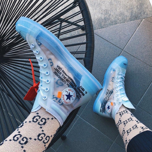 Sepatu Sneakers cowo Converse x Off White ‘Vulcanized’ premium original