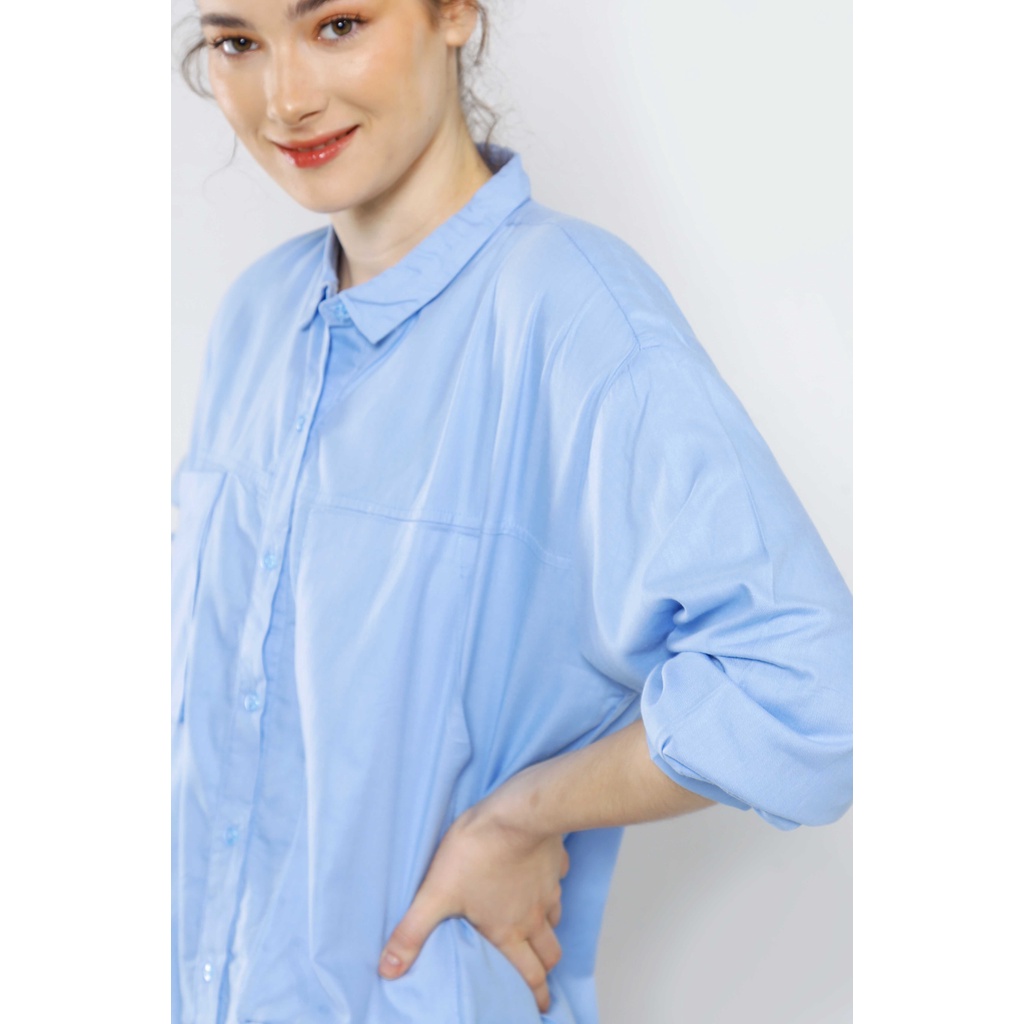 Gaudi Atasan Kemeja Wanita Torvi Oversized Shirt-Sky Blue