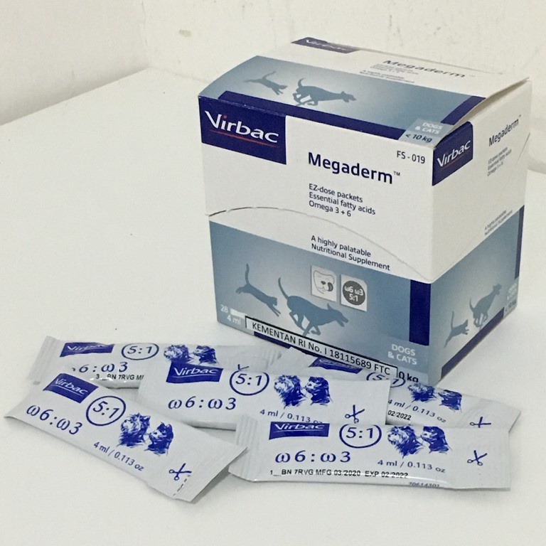 MEGADERM Virbac 1 Sachet | Vitamin Bulu Kucing/ Anjing