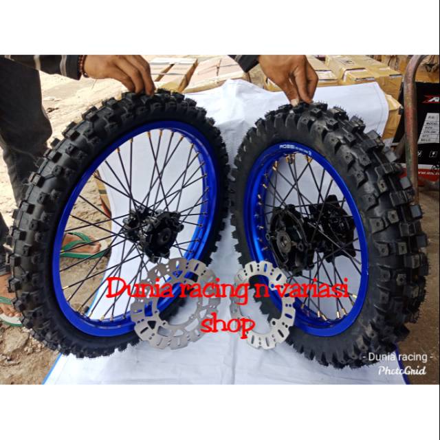 Sepaket Velg CRF 150 ring 16 19 ring 18 21 Paketan Velg Rossi sama Ban Primax Godzilla siap pakai