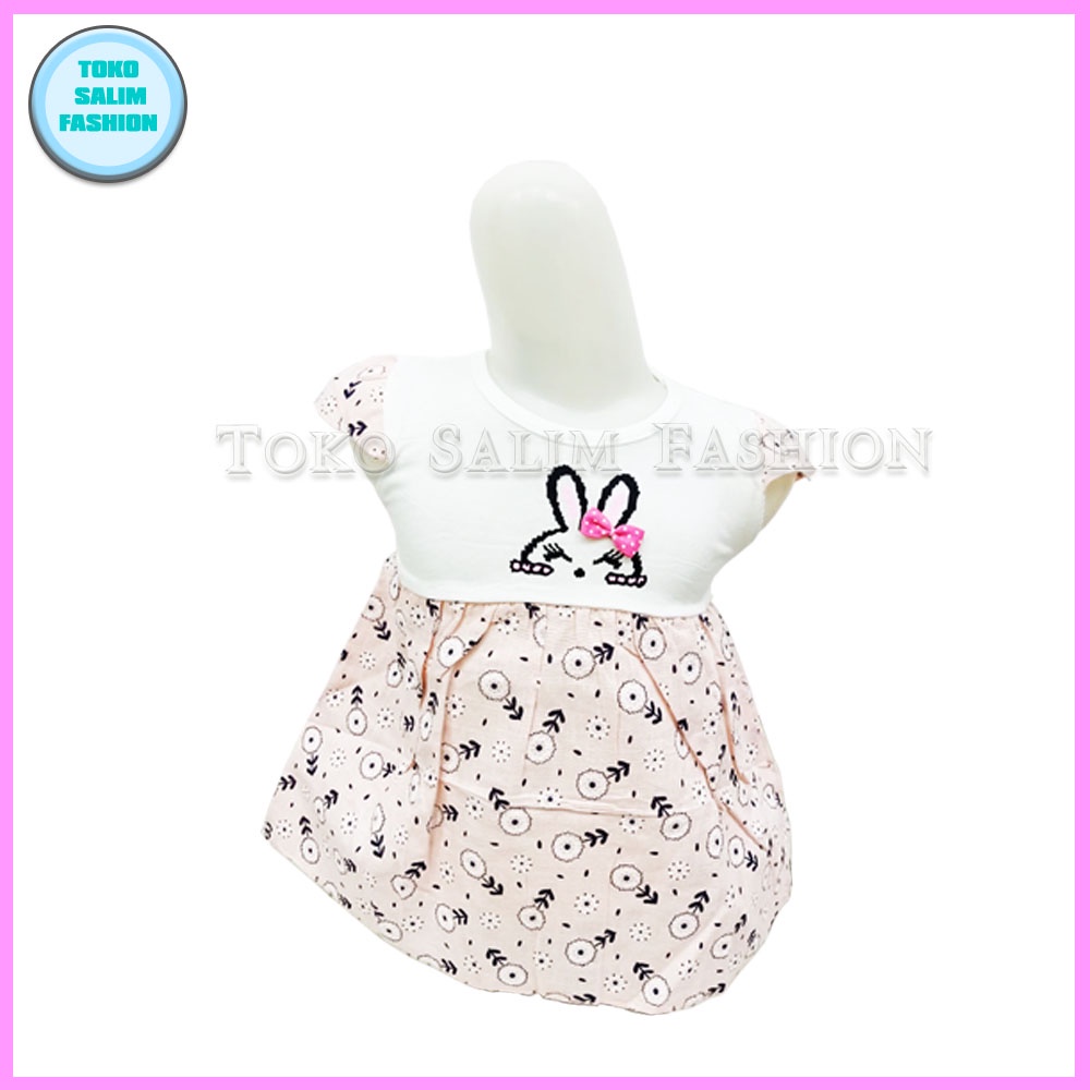 Dress motif bunny kelinci baju anak perempuan dress pesta baby umur 0-18 bulan dress santai anak cewek