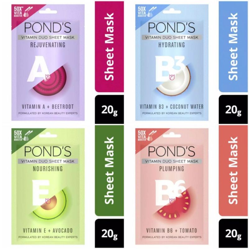 Pond's Vitamin Duo Sheet Mask Tomato Vitamin B6 20gr