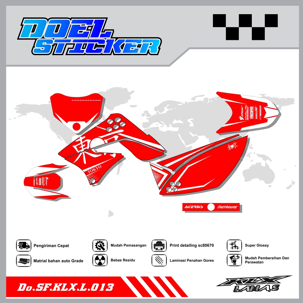 Sticker Striping Honda KLX L , S Lama List Variasi Hologram , Crome Doel 013