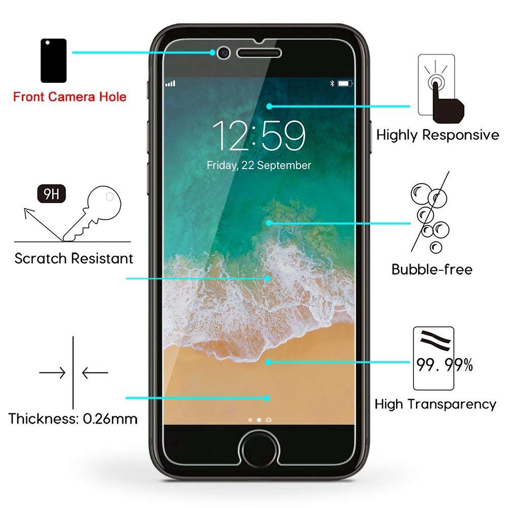 [Bayar Di Tempat]1Pc Pelindung Layar Tempered Glass Premium untuk iPhone x / 5 / 8 / 7 / 6 / Plus