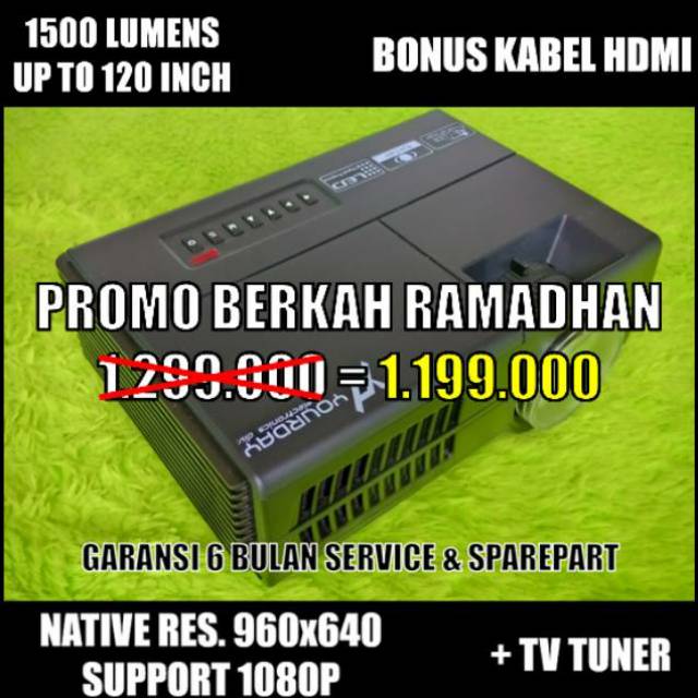 Yourday YRD600 Proyektor Mini LED Projector Portable 1500 LUMENS + TV TUNER