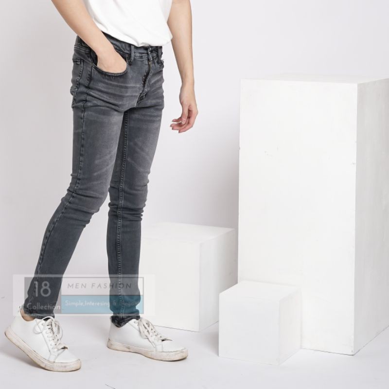 Smoke Grey Soft Jeans Murah Berkualitas! Celana Jeans Pria / Celana Panjang Pria / Celana Cowo Bagus