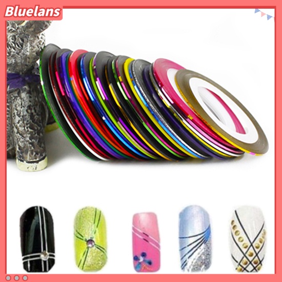 Bluelans 30 Pcs Stiker Tape Garis Warna Campur Untuk Dekorasi Nail Art