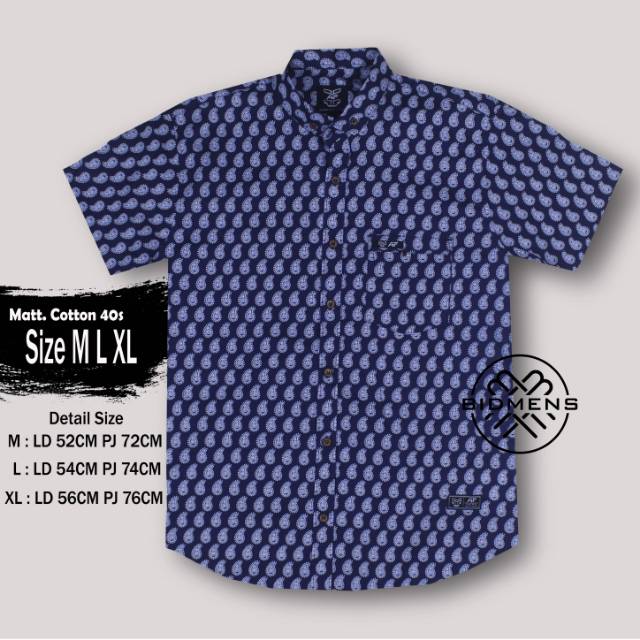 KEMEJA MOTIF PENDEK PRIA CASUAL BAHAN KATUN