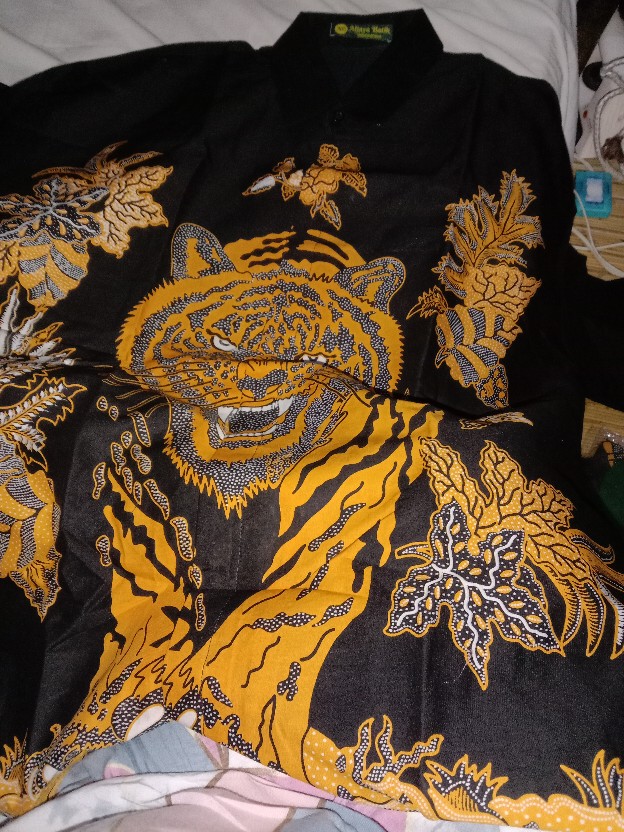 Harimau Sumatra# Kemeja Batik Pria Eksklusif Hitam Motif Macan Full Furing Ori Batik Solo Size Xxxl