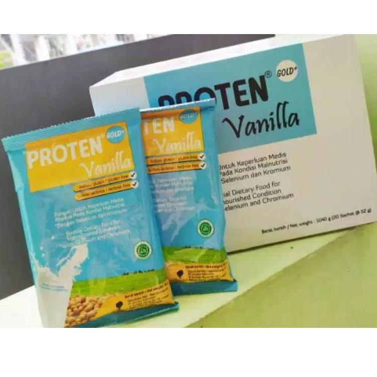

proten gold rasa vanilla/ coklat per box VnM ||Harga Merakyat