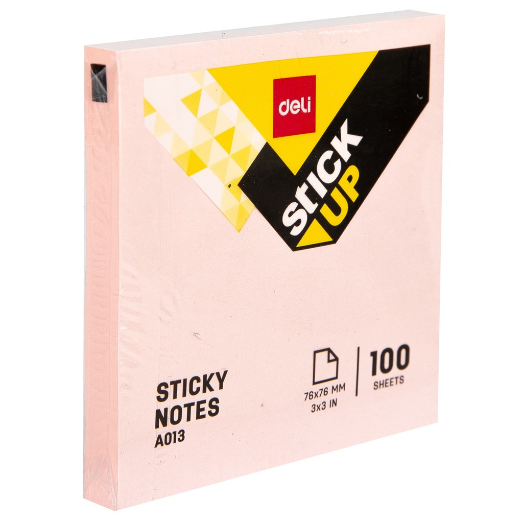 Deli Paket Kombo ATK Ekonomis 8 pcs Sticky Notes Memo Tempel 76mm 4 Warna Gratis Mini Cutter EA01303