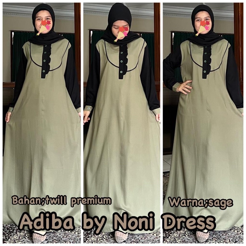 Daster Arab Noni ADIBA Maxi Dress Long Dress Gamis Premium Twill