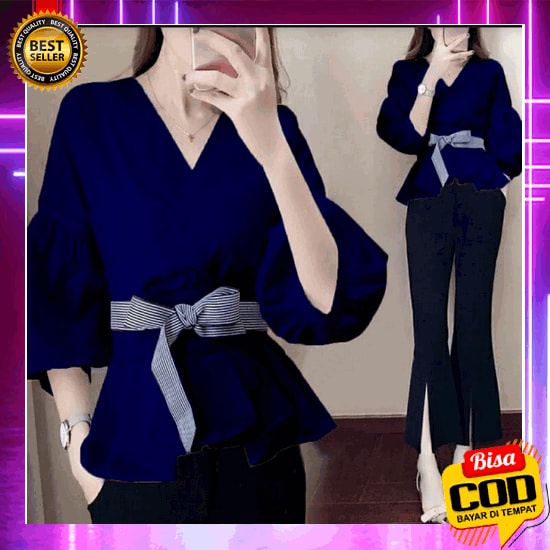 Blouse Putih Bordir Pute Top Blus Cewe Baju Atasan Wanita Fashion Muslim Kekinian Korean Style Bluse