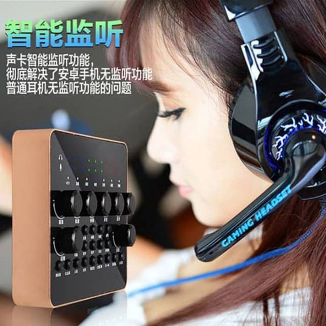 Taffware Audio Bluetooth USB External Soundcard Live Broadcast Microphone Headset with Remote - V10