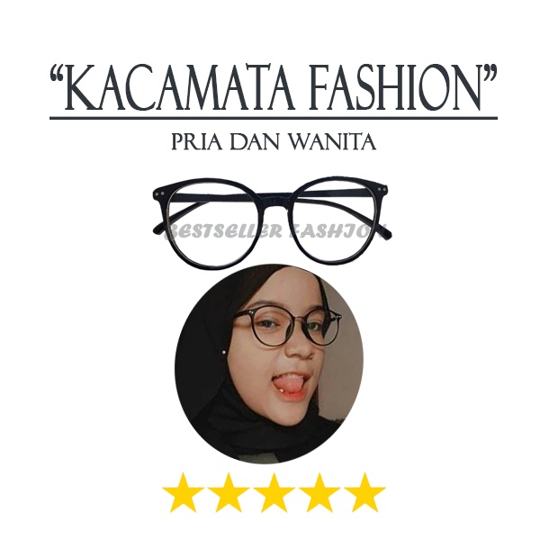 Kacamata Fashion Frame Oval Lensa Normal Bisa Untuk Pria dan Wanita Transparan Retro Vintage Frame Eyeglasses/Kacamata Vintage