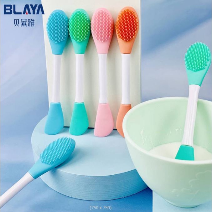 BV.ID KM329 KUAS MASKER SILIKON+SIKAT PEMBERSIH KOMEDO 2IN1 SILICONE BRUSH FACE MASK COD