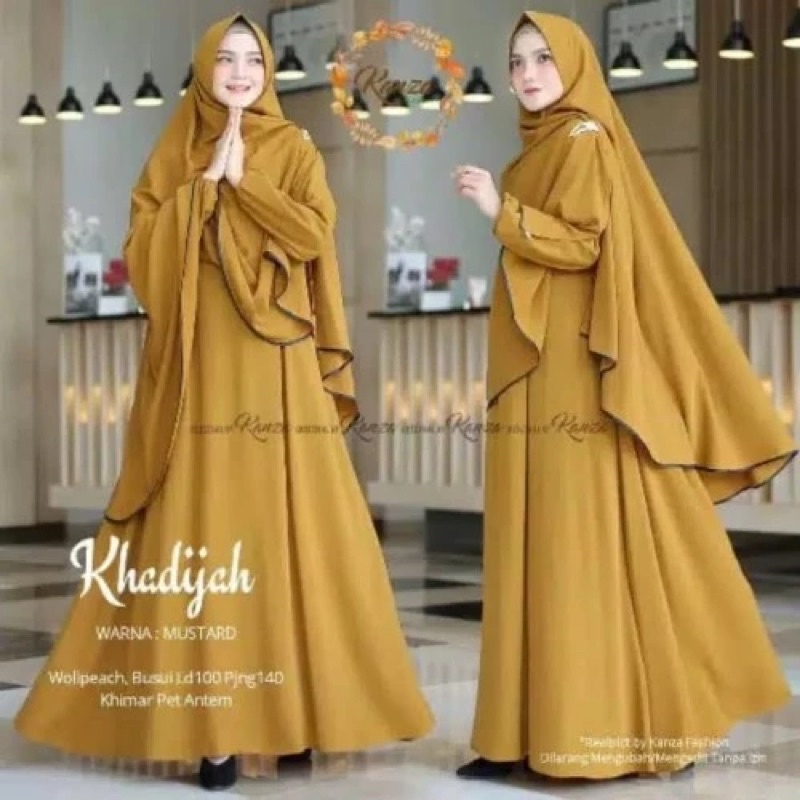 (KJI) GAMIS KHADIJAH ONE SET HIJAB JUMBO DAILY BUSUI DRESS WOLFIS