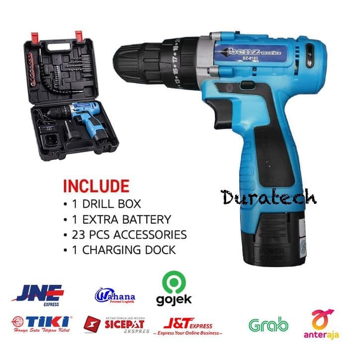 Promo Bor Baterai Cordless Lmpact Drill 18V / Bor Tangan Baterai Benz Werkz Dan Cordless Impact